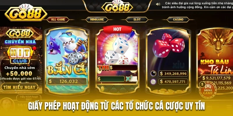 Giấy phép hoạt động từ các tổ chức cá cược uy tín